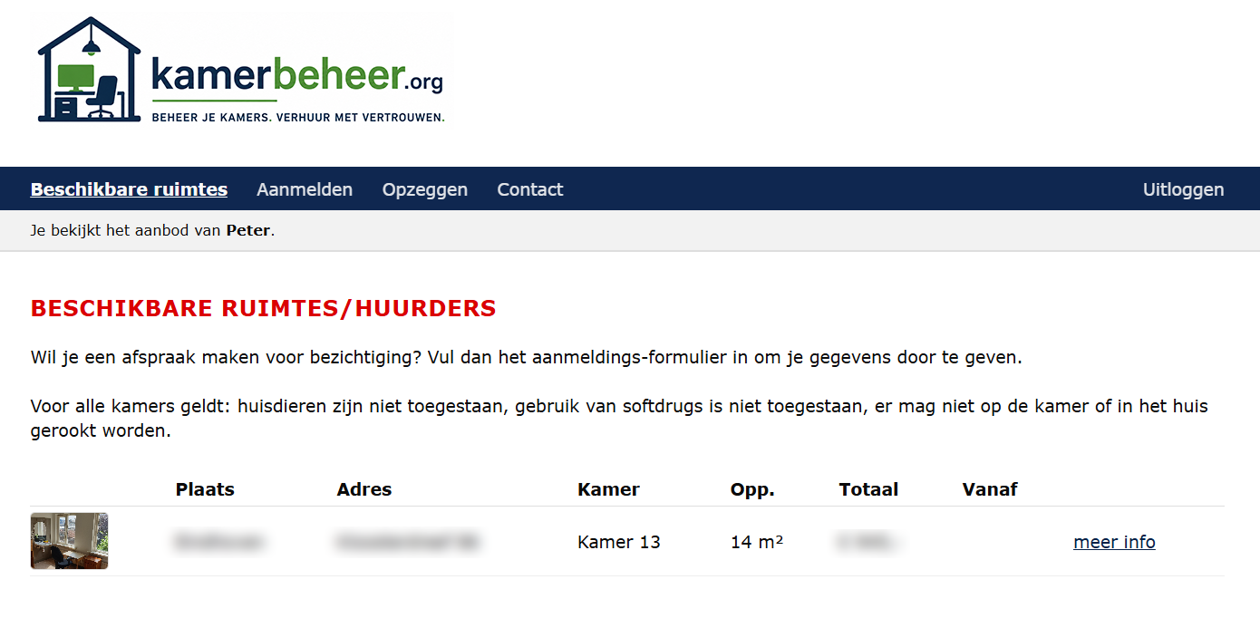 Kamer te huur gezet